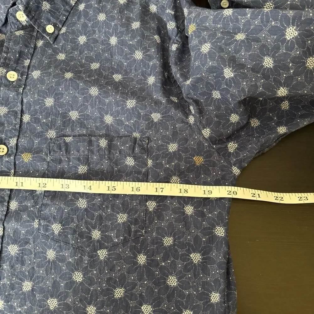 J Crew Shirt Mens Sz M Navy Blue Slim Fit Floral Button Down Long Sleeve Preppy
